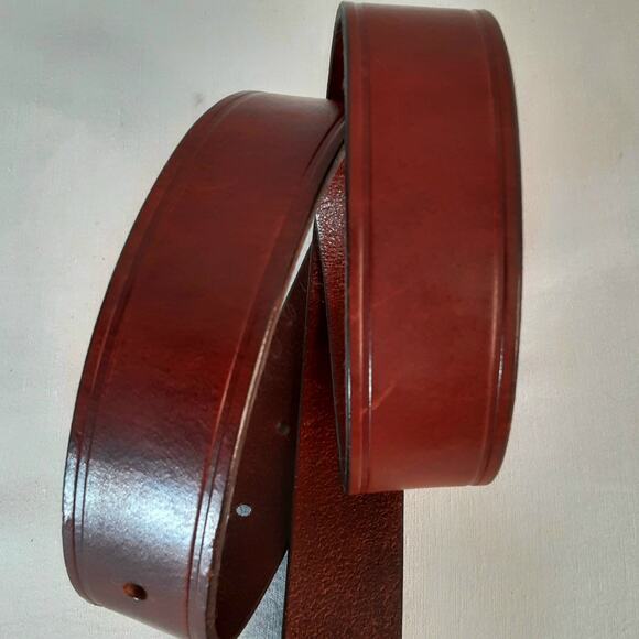 Liz Claiborne Top Grain Oil Tan Leather Belt 34 Unisex Waist Walnut Brown - Picture 8 of 14